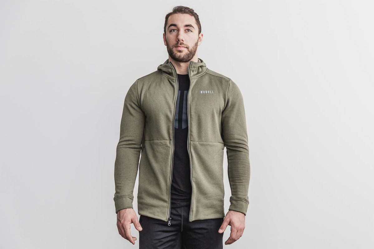 Nobull Performance Zip-up Men's Hoodie Green | Australia (GF1438)